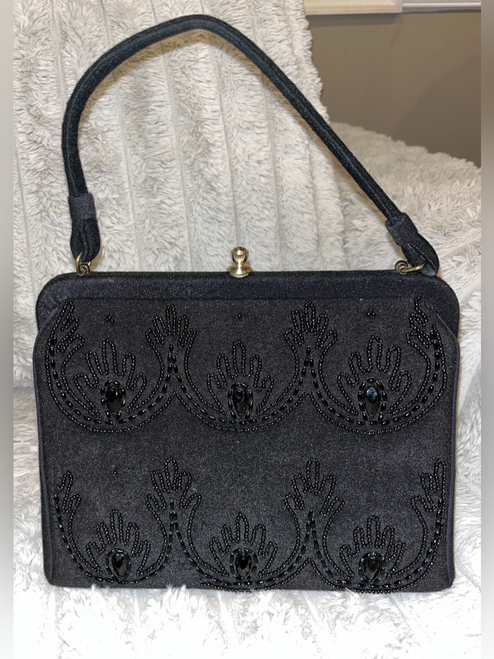 Vintage 1950s Souré Velvet KISS Lock Purse